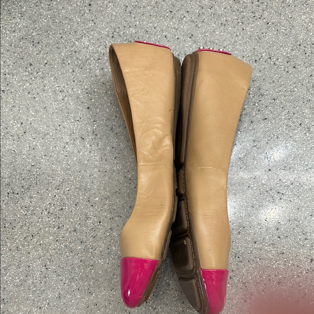 Alfani Tan and Pink Flats with Rounded Toe Design - Picture 3 of 7
